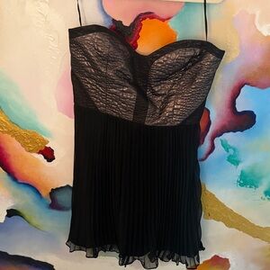 Tibi Black Strapless Dress with Textured Bodice